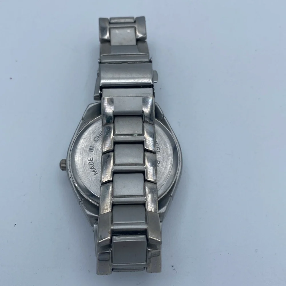 Fondini Men wristwatch watch chrome color light blue face stainless steel